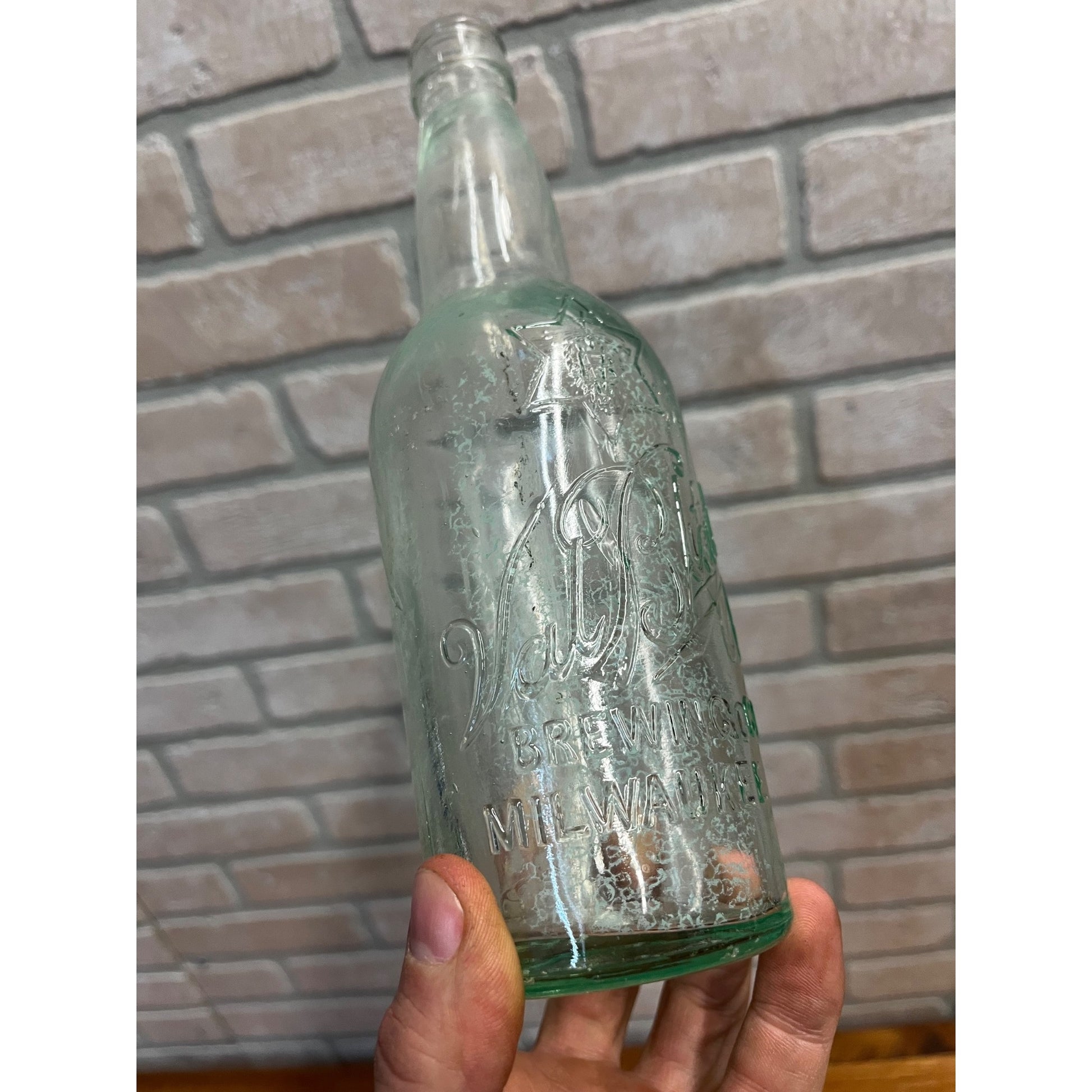 Pre-Pro Val Blatz Brewing Company Milwaukee Vintage Aqua Blue Beer Bottle