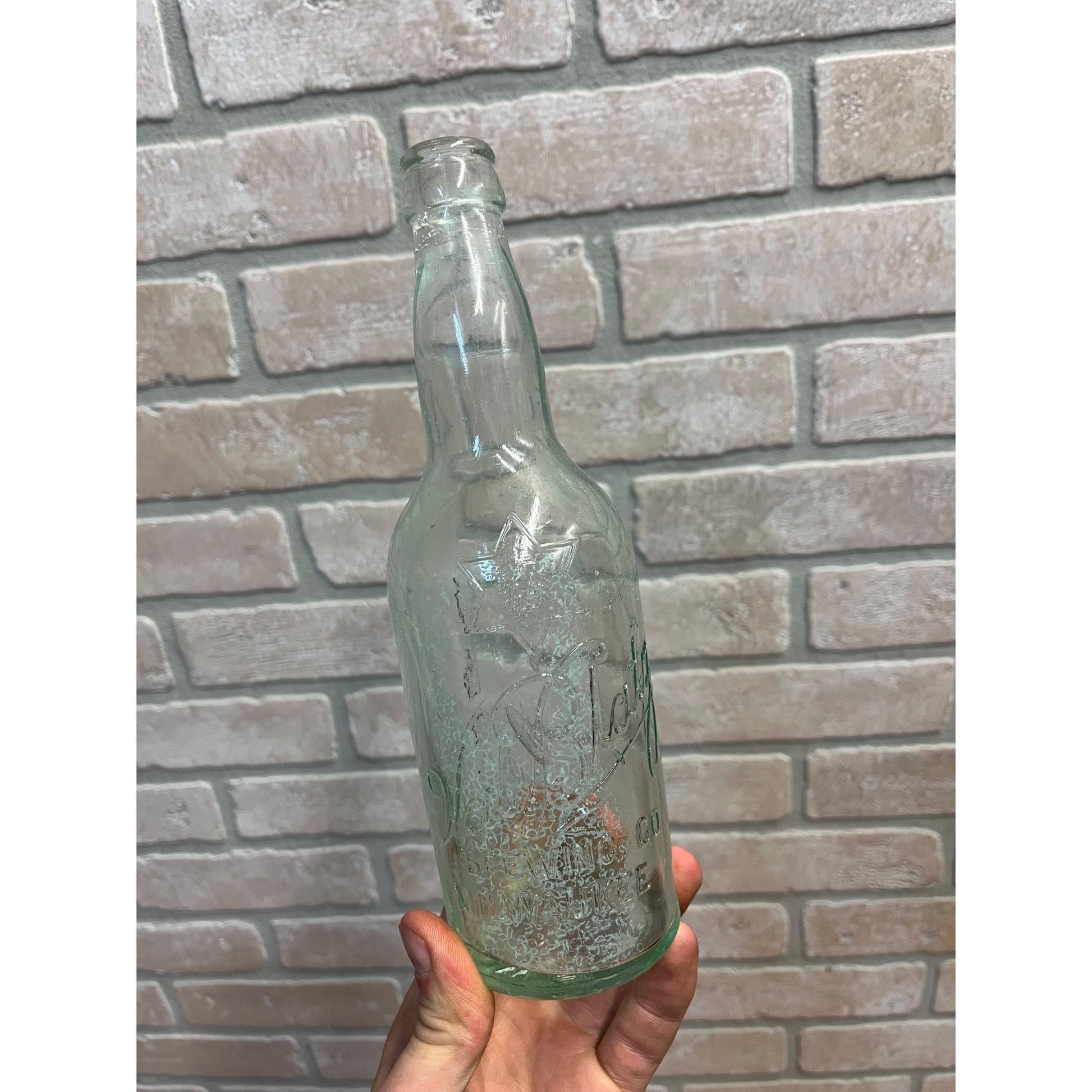 Pre-Pro Val Blatz Brewing Company Milwaukee Vintage Aqua Blue Beer Bottle