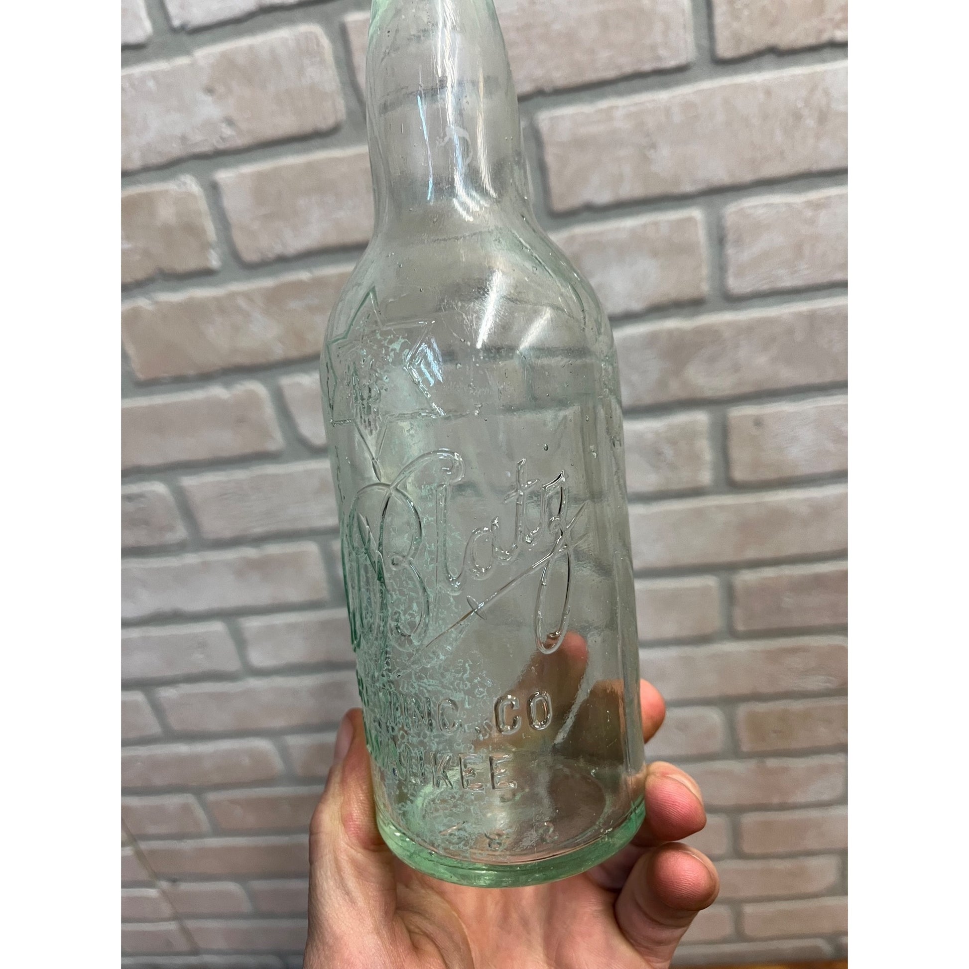 Pre-Pro Val Blatz Brewing Company Milwaukee Vintage Aqua Blue Beer Bottle