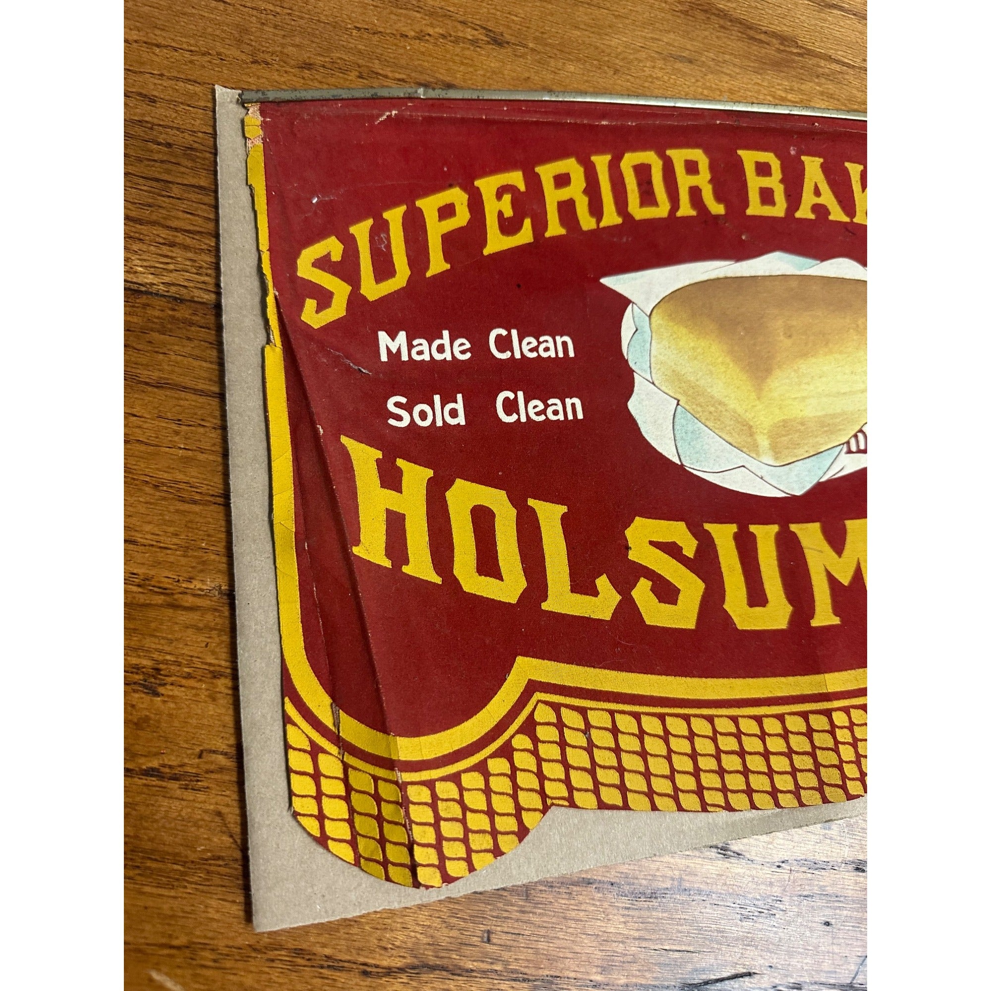 Early 1900's Holsum Bread Cloth Pennant Advertising Banner Sign Superior Baking Co.