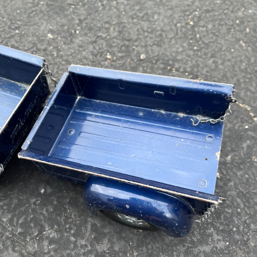 Vintage 1957 Tonka Blue Stepside Pickup Truck Trailer Pressed Steel Toy
