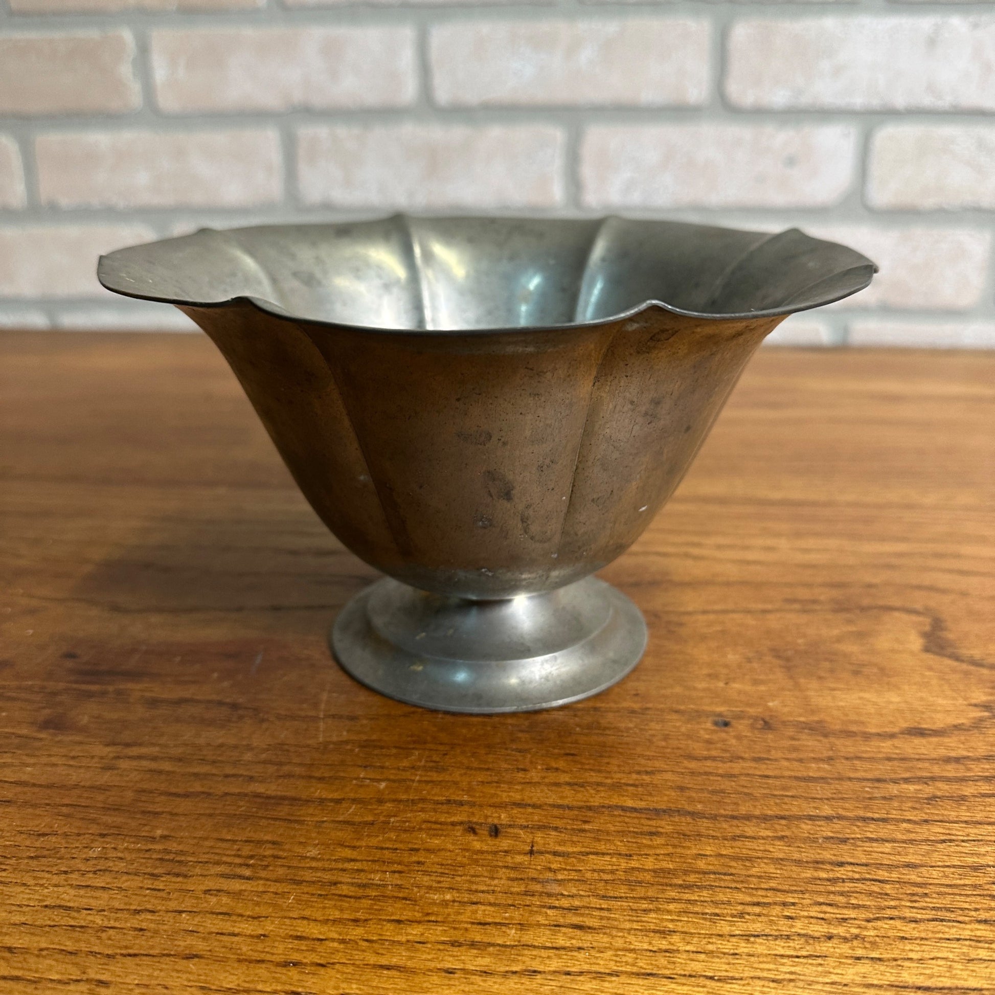 Antique K. S. Co. Pewter Fruit Bowl Centerpiece # P354 Victorian Kitchen Decor