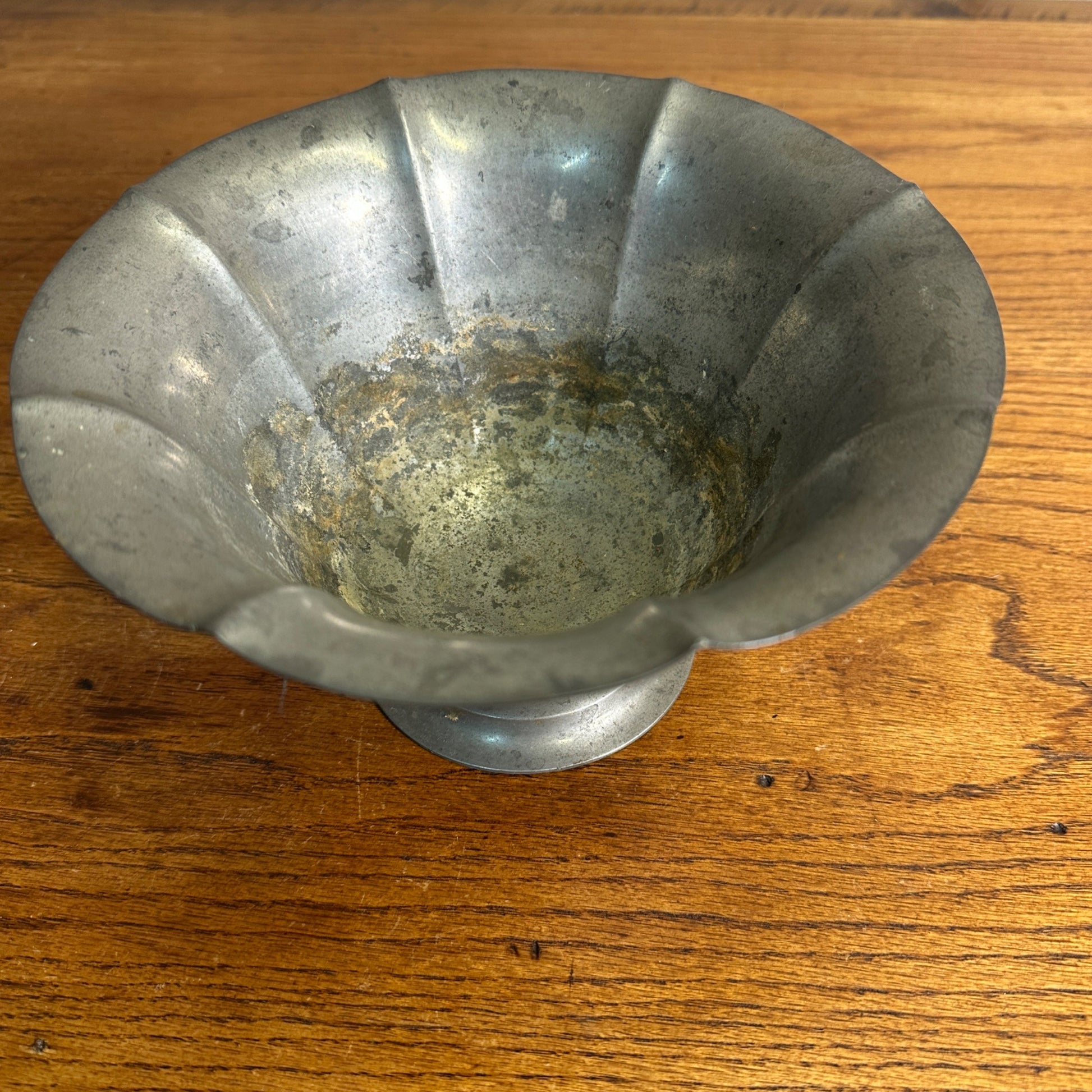 Antique K. S. Co. Pewter Fruit Bowl Centerpiece # P354 Victorian Kitchen Decor