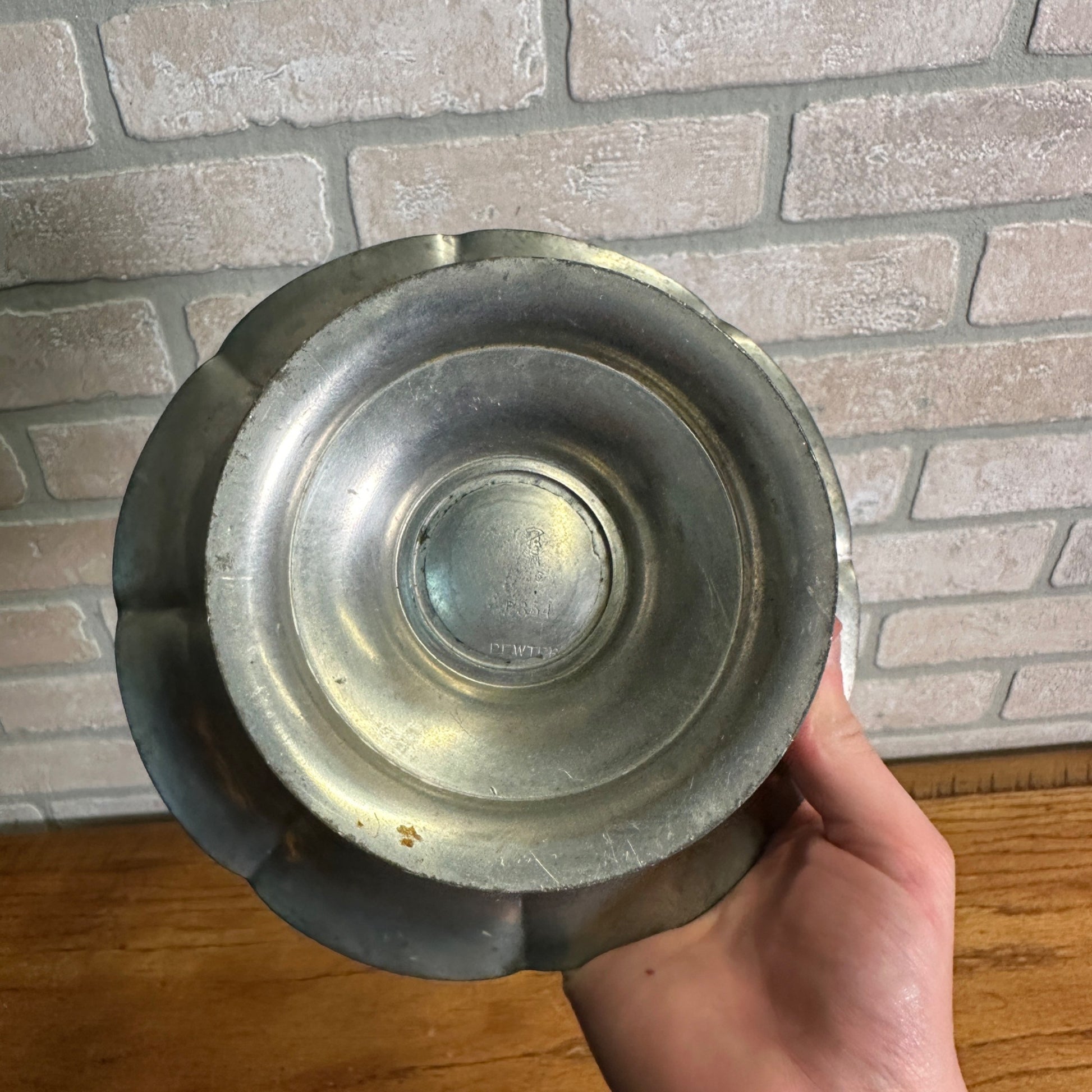 Antique K. S. Co. Pewter Fruit Bowl Centerpiece # P354 Victorian Kitchen Decor