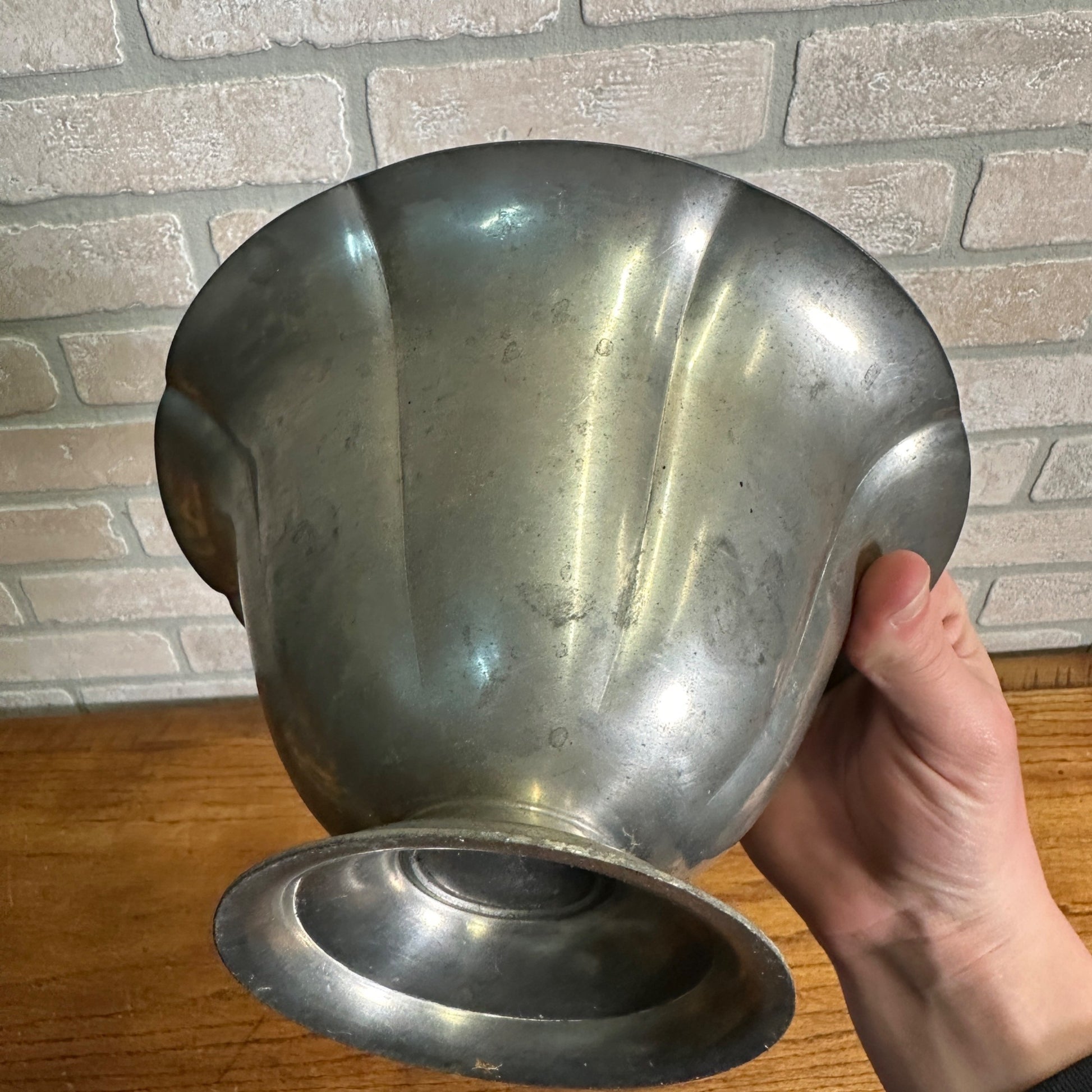 Antique K. S. Co. Pewter Fruit Bowl Centerpiece # P354 Victorian Kitchen Decor