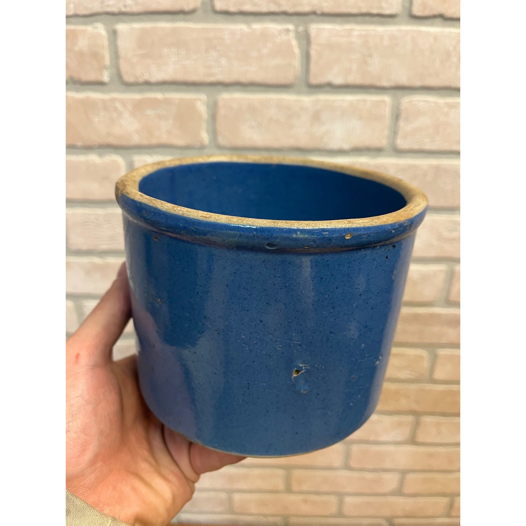 Vintage Red Wing Stoneware 2lb Blue Butter Crock Pirmitive Farmhouse
