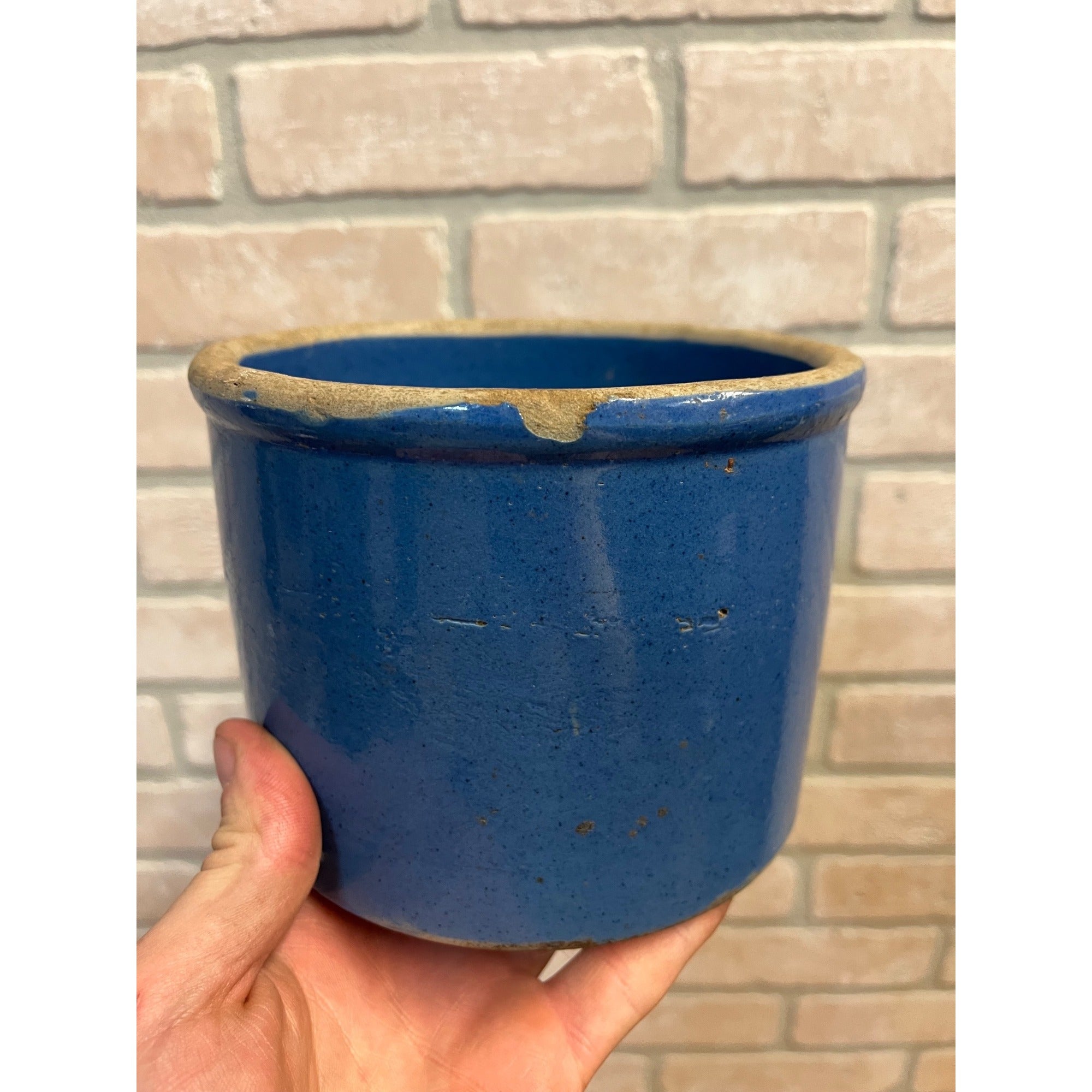 Vintage Red Wing Stoneware 2lb Blue Butter Crock Pirmitive Farmhouse