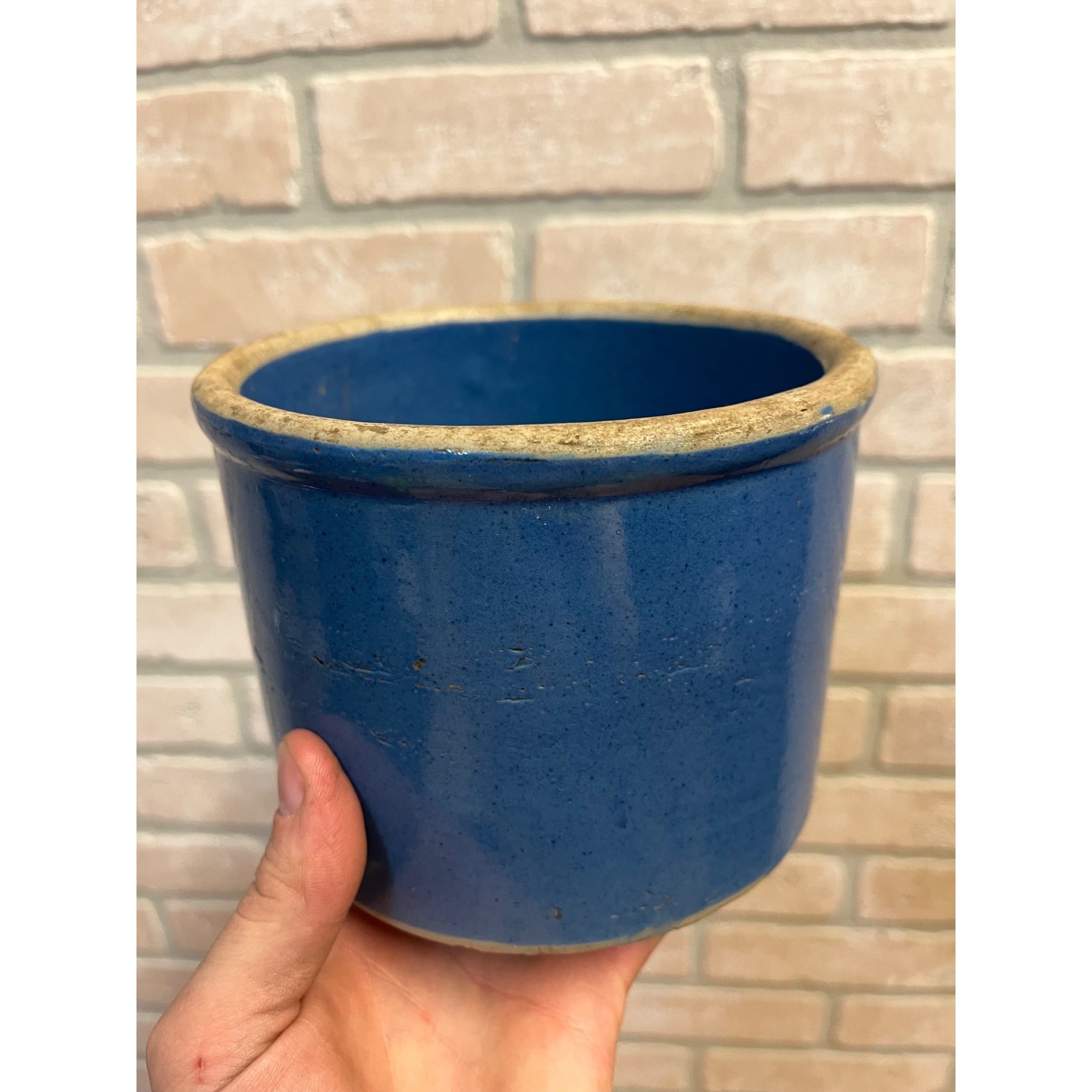 Vintage Red Wing Stoneware 2lb Blue Butter Crock Pirmitive Farmhouse