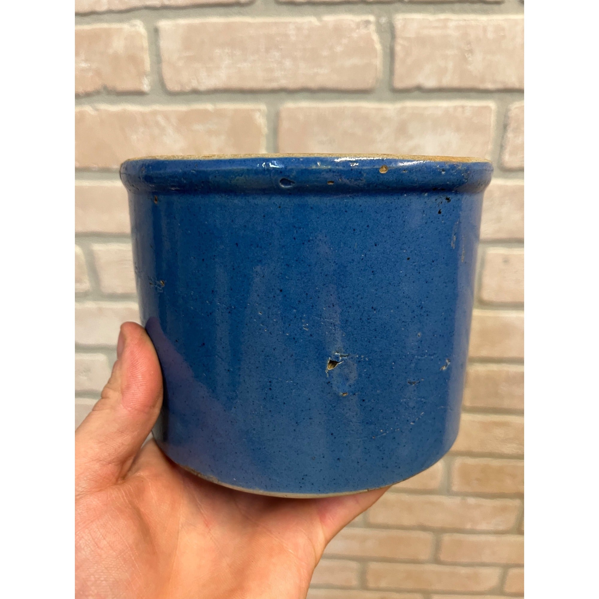 Vintage Red Wing Stoneware 2lb Blue Butter Crock Pirmitive Farmhouse