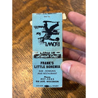 Vintage Matchbook Advertising - Frank's Little Bohemia Bar Bowling & Restaurant - Rib Lake, Wis.