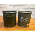 2 Vintage US Military MIRAX Reusable Steel Shipping Drums Containers OD Green