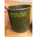 2 Vintage US Military MIRAX Reusable Steel Shipping Drums Containers OD Green