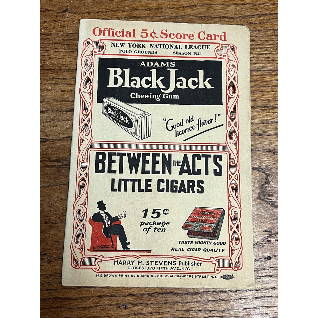 Original Baseball New York Giants Cardinals Score Card Program 1924 Polo Grounds