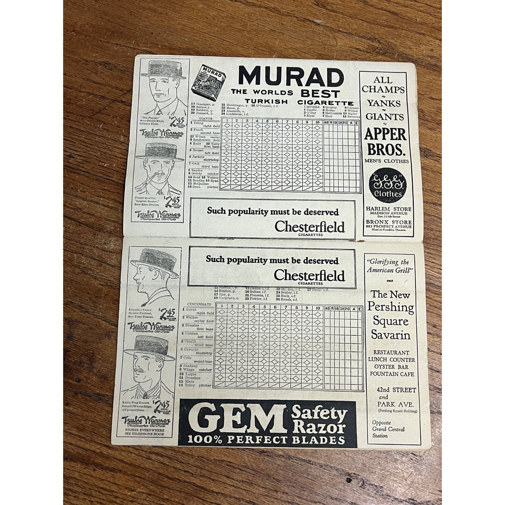 Original Baseball New York Giants Cardinals Score Card Program 1924 Polo Grounds