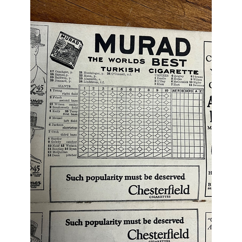 Original Baseball New York Giants Cardinals Score Card Program 1924 Polo Grounds