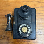 Vintage Antique Automatic Rotary Hotel Telephone Wall Black Metal Electric