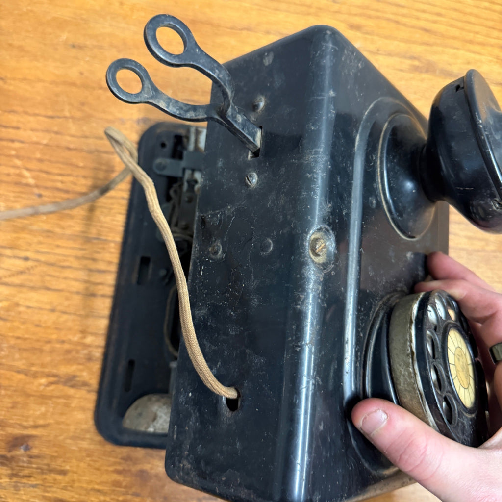 Vintage Antique Automatic Rotary Hotel Telephone Wall Black Metal Electric