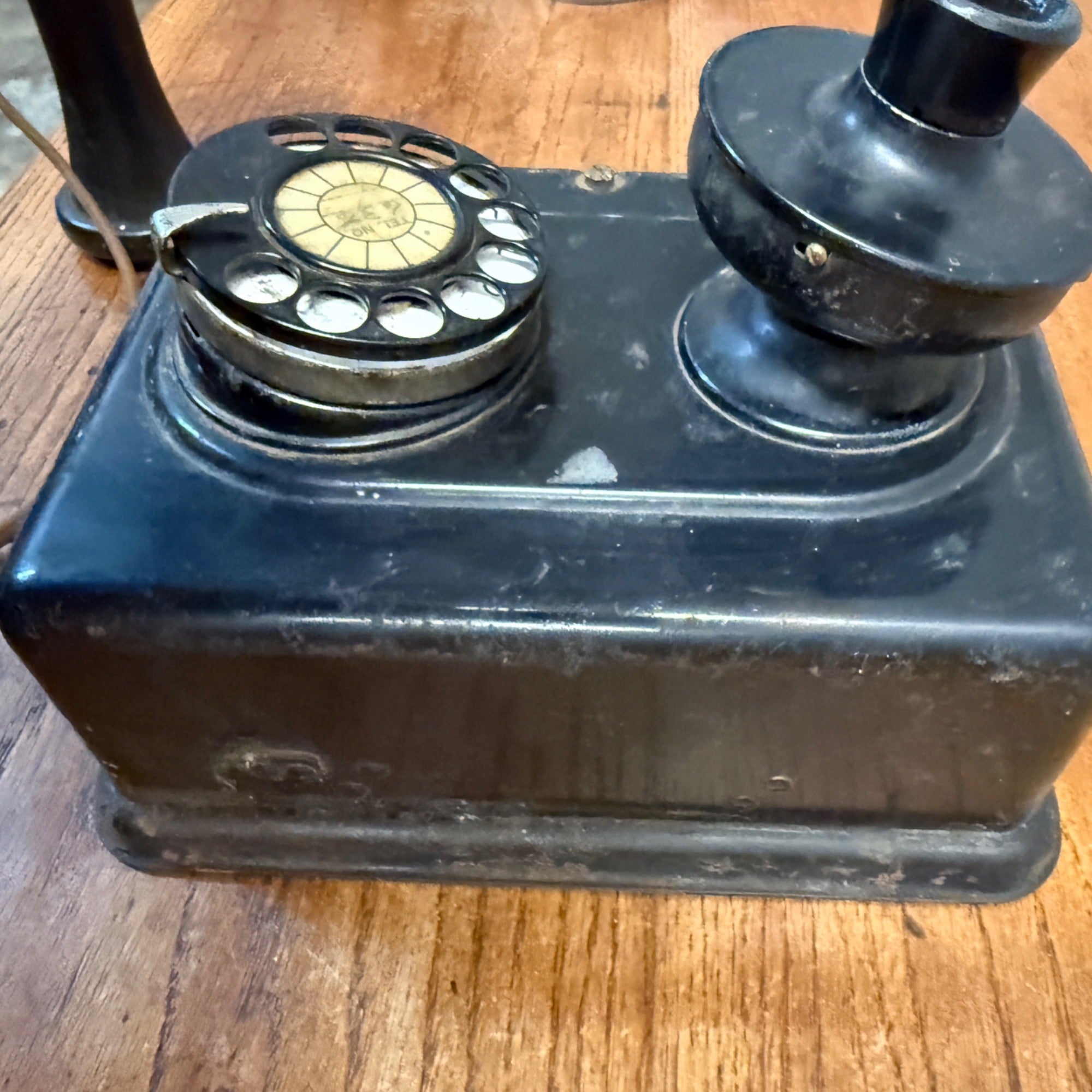 Vintage Antique Automatic Rotary Hotel Telephone Wall Black Metal Electric