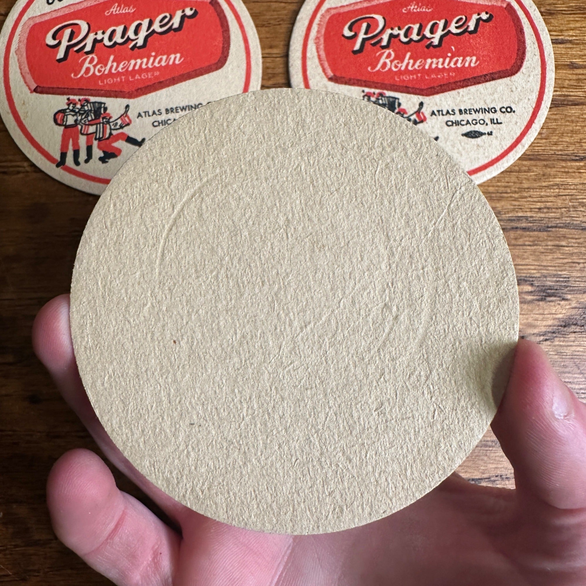 (3) Atlas Prager Beer Chicago IL Round Coaster Got It? Get It!