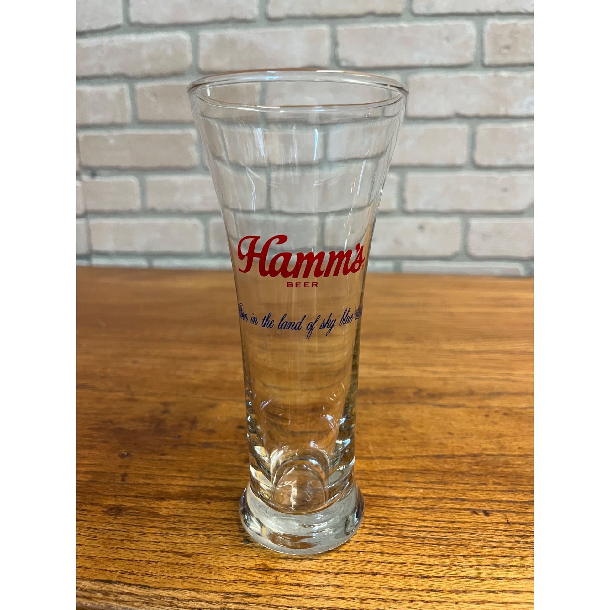 Vintage Hamm’s Tall 16 Oz Beer Pilsner Glass Bar Advertising Barware Pub
