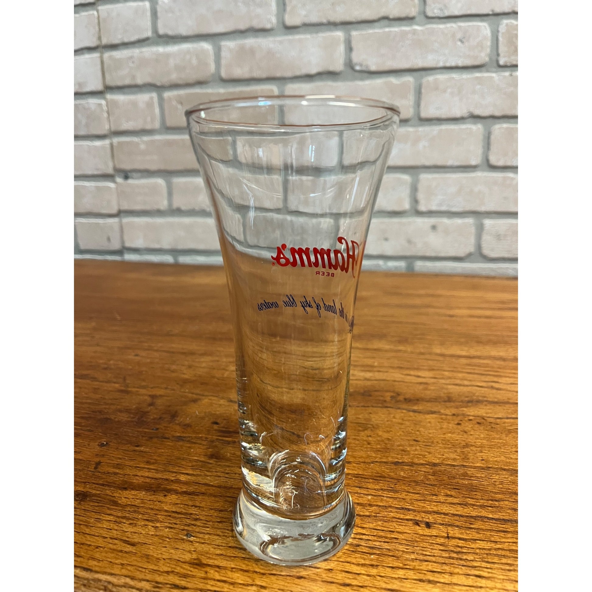 Vintage Hamm’s Tall 16 Oz Beer Pilsner Glass Bar Advertising Barware Pub
