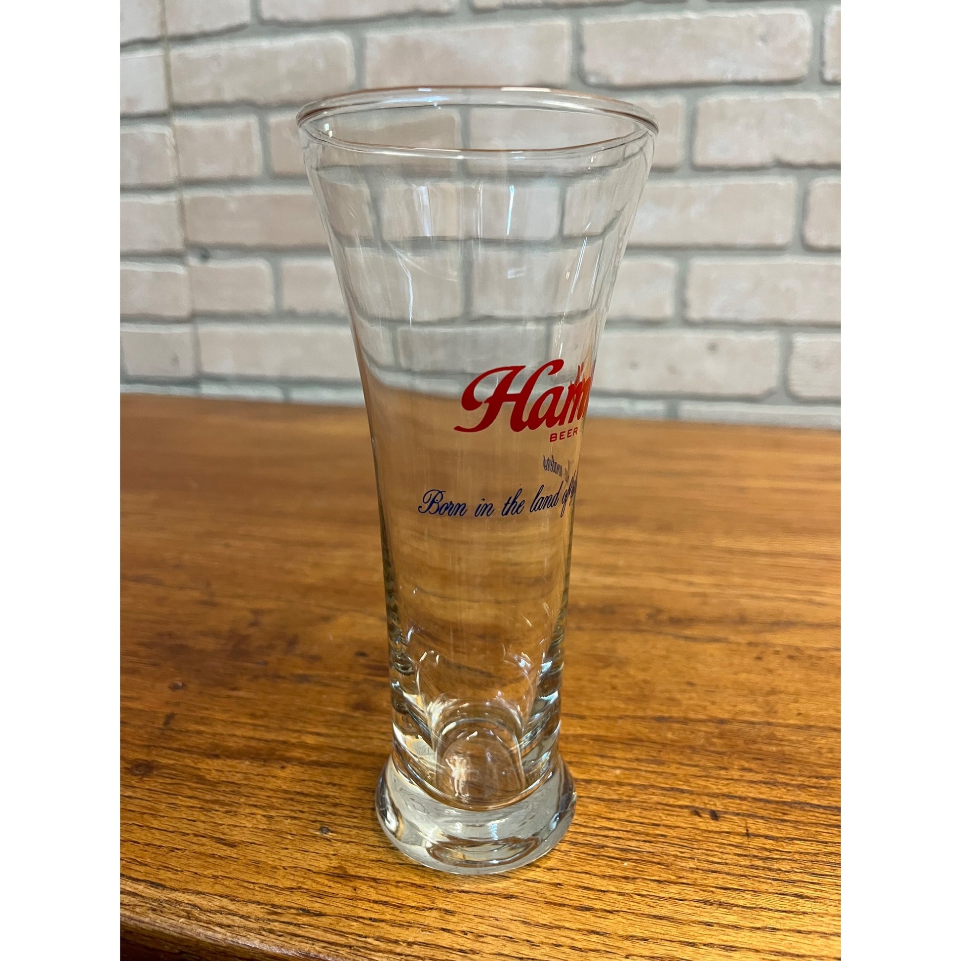 Vintage Hamm’s Tall 16 Oz Beer Pilsner Glass Bar Advertising Barware Pub