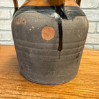 1900s French Three-Handle Glazed Stoneware Earthenware Dipped Crock