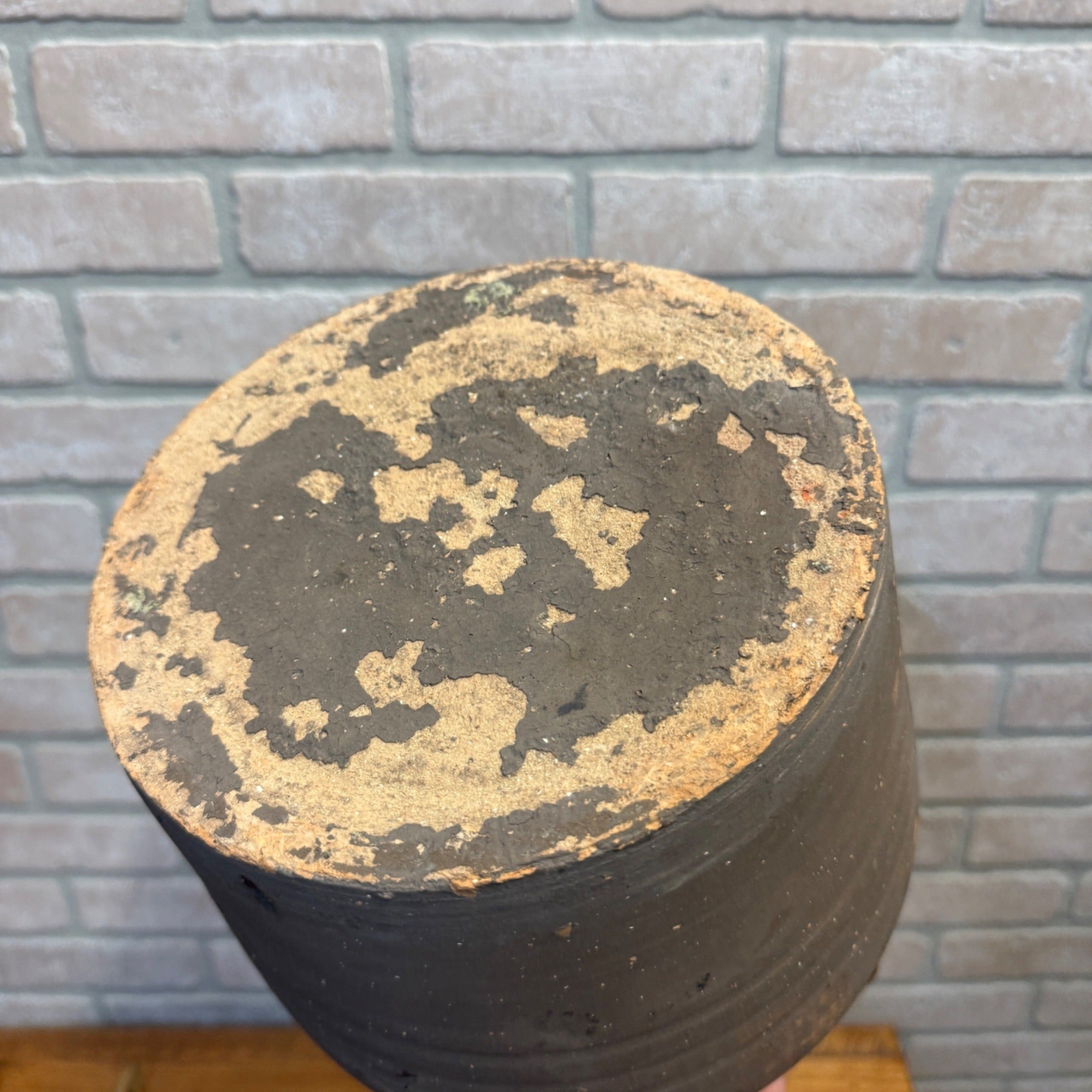 1900s French Three-Handle Glazed Stoneware Earthenware Dipped Crock