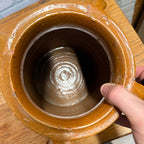 1900s French Three-Handle Glazed Stoneware Earthenware Dipped Crock