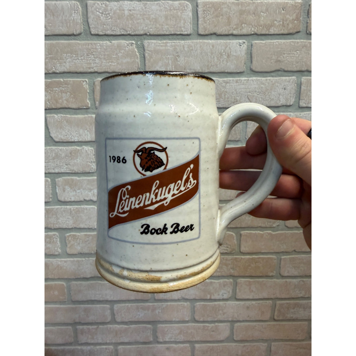 Vintage 1986 Leinenkugel’s Bock Beer Stein Mug Cup J. Thomas Stoneware 1/750