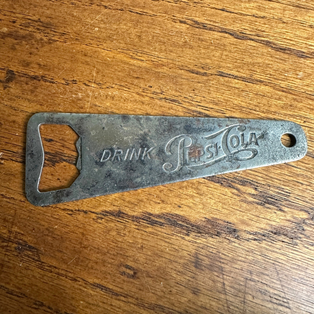 Vintage Drink Pepsi Cola Single Dot Flat Metal bottle opener 4" Vaughan USA
