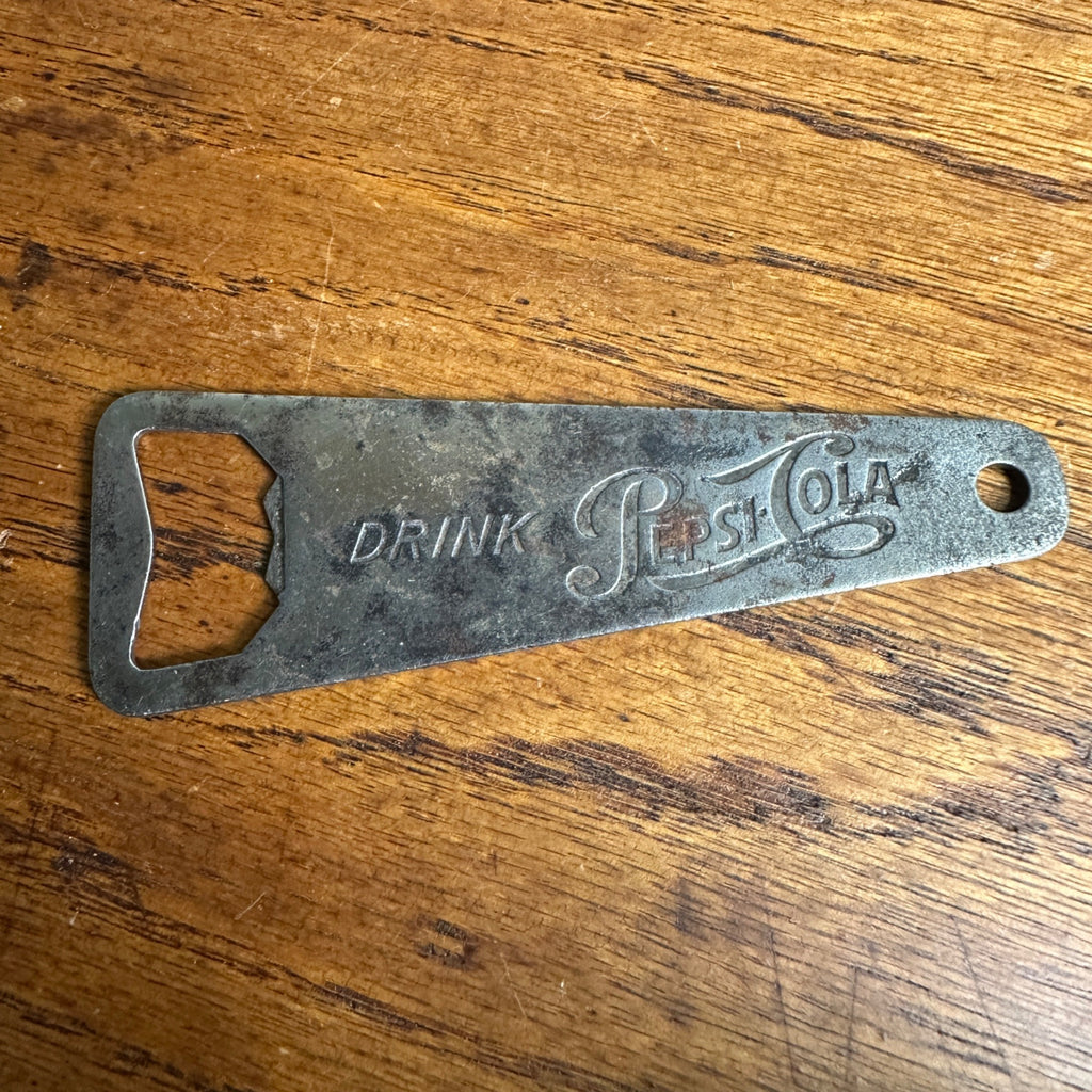 Vintage Drink Pepsi Cola Single Dot Flat Metal bottle opener 4" Vaughan USA