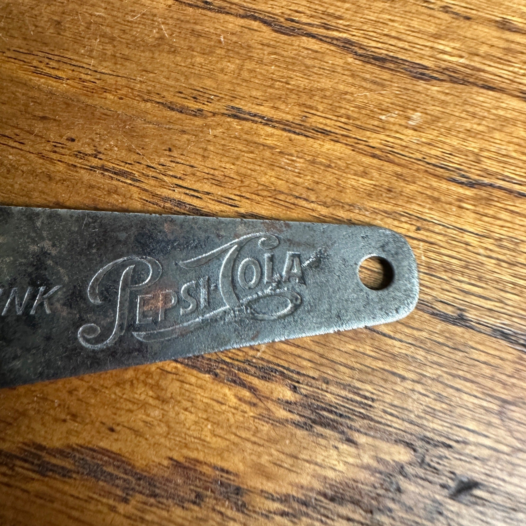Vintage Drink Pepsi Cola Single Dot Flat Metal bottle opener 4" Vaughan USA