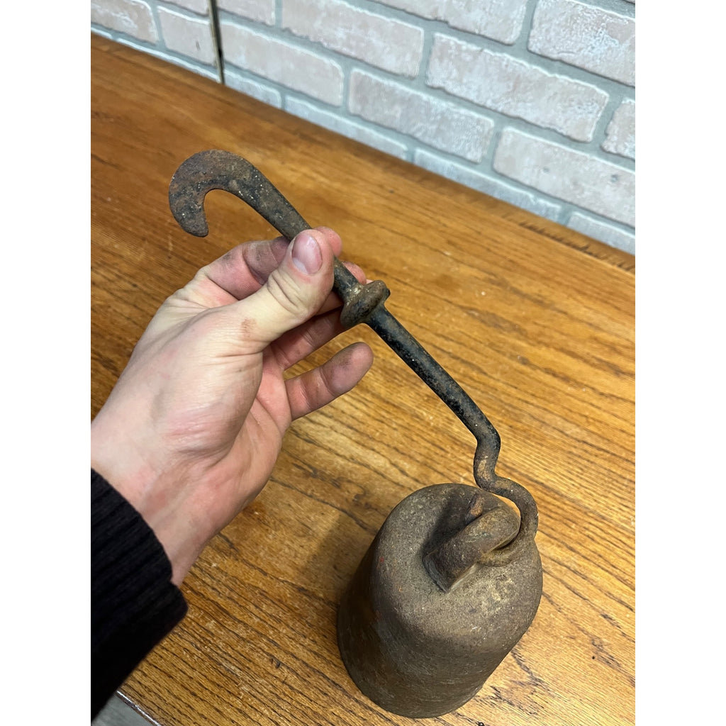 Vintage Hanging Cast Iron Scale Weight 16 Lb Hook Cotton Beam Scale
