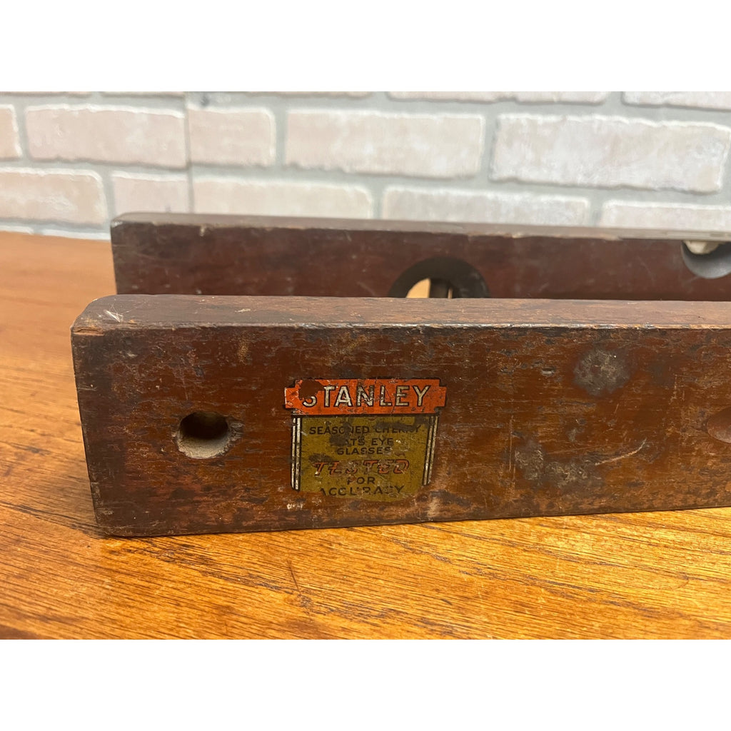 Stanley Sweetheart Carpenter Levels No. 3 & No. 0 Cherry Wood 24" Lot (2)