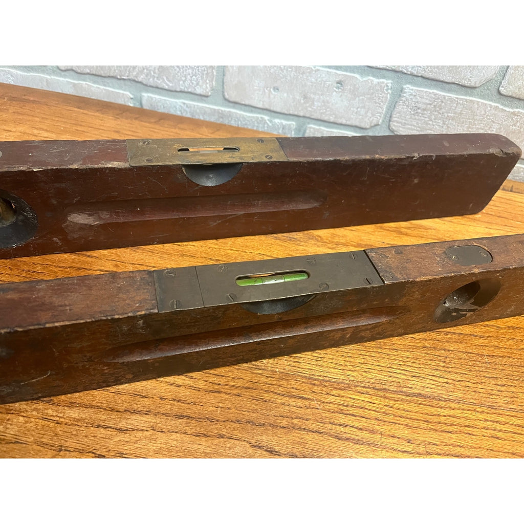 Stanley Sweetheart Carpenter Levels No. 3 & No. 0 Cherry Wood 24" Lot (2)