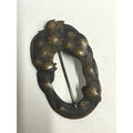Antique Art Nouveau Sash Pin Floral Repousse Brass Brooch Victorian Edwardian