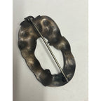 Antique Art Nouveau Sash Pin Floral Repousse Brass Brooch Victorian Edwardian