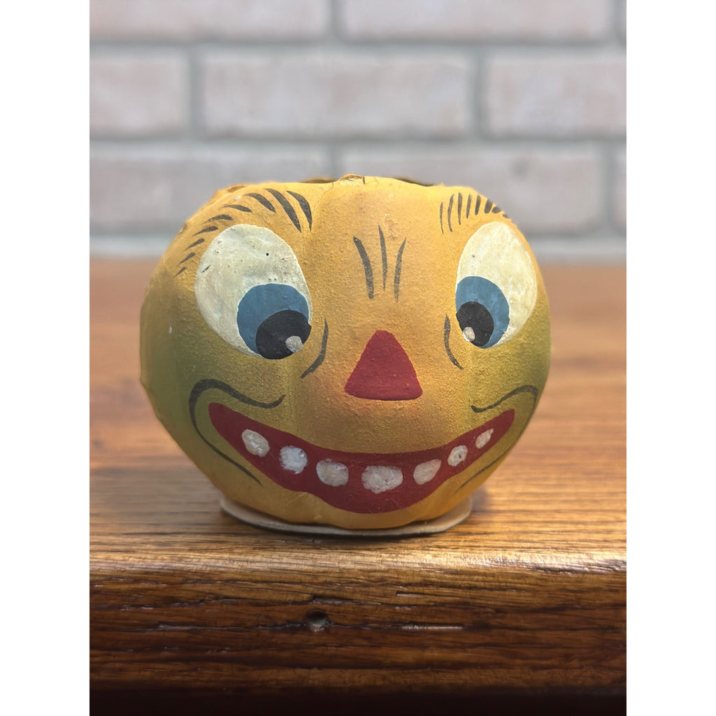 Antique German Small Pressed Paper Mache Halloween JOL Pumpkin Jack O Lantern