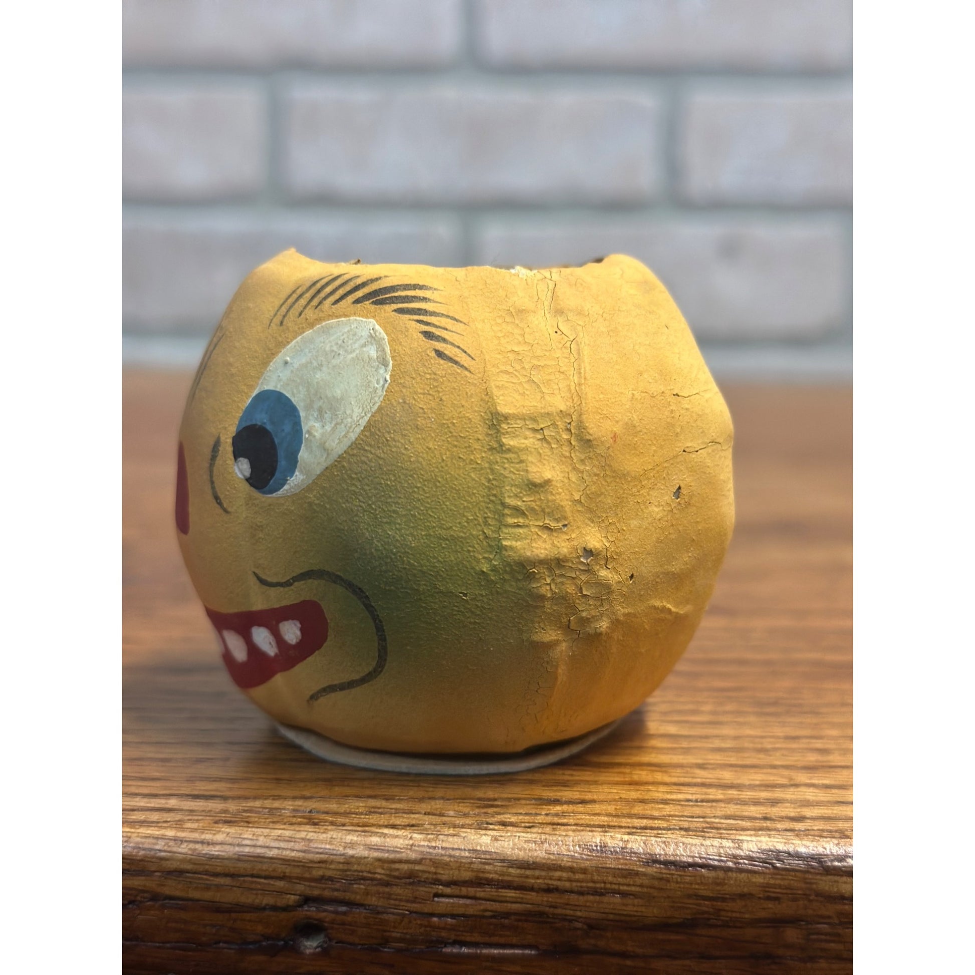 Antique German Small Pressed Paper Mache Halloween JOL Pumpkin Jack O Lantern