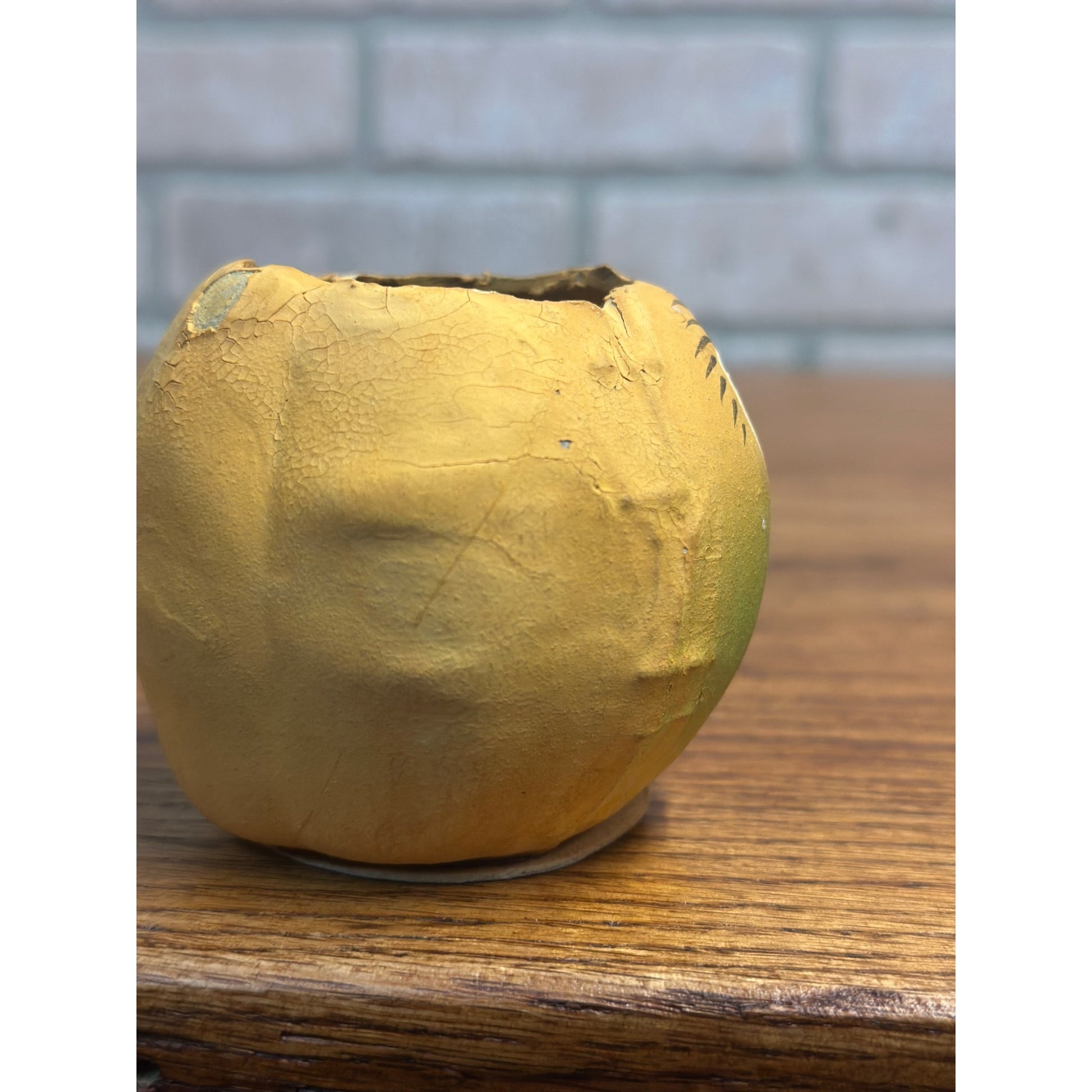 Antique German Small Pressed Paper Mache Halloween JOL Pumpkin Jack O Lantern