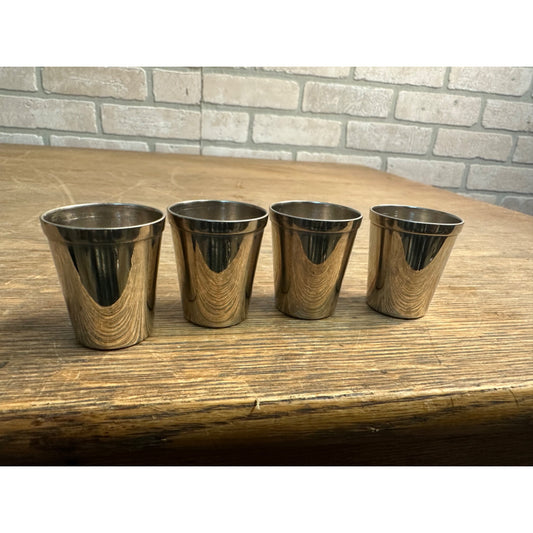 Vintage WWII Era Stainless Steel Germany US Zone 1.5" Shot Glasses Set (4)