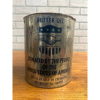 RARE Vintage WWII Postwar Relief Aid Tin Can Butter Oil Marshall Plan Army Military
