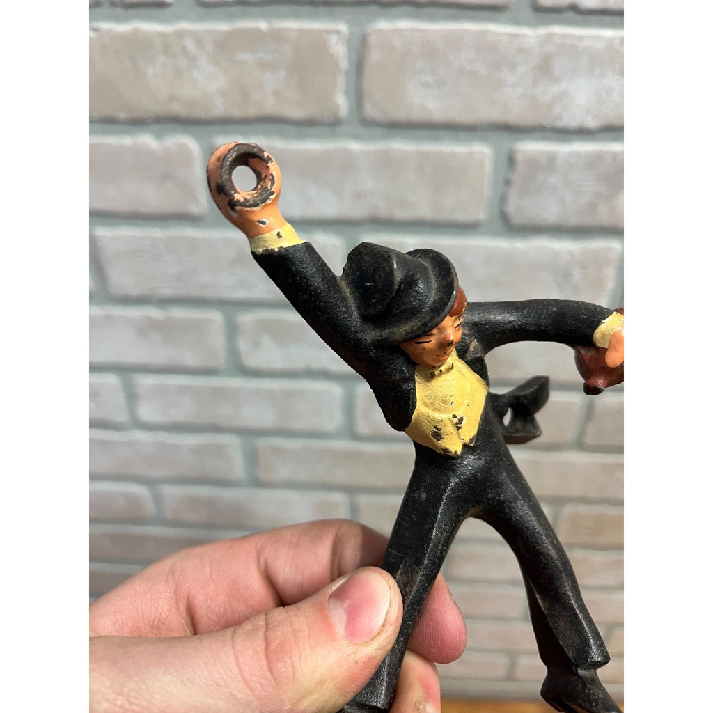 Vintage Cast Iron Drunk Man Top Hat Black Suit Hanging Bar Bottle Beer Opener