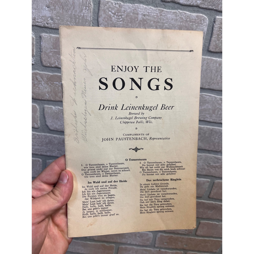 Vintage 1930s J. Leinenkugel Brewing Company Song Book Chippewa Falls WI Beer