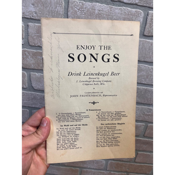 Vintage 1930s J. Leinenkugel Brewing Company Song Book Chippewa Falls WI Beer