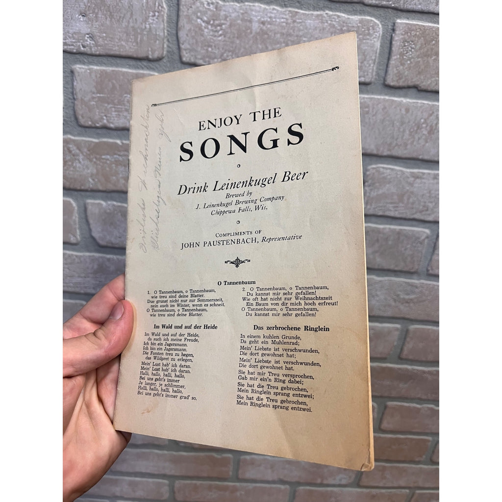 Vintage 1930s J. Leinenkugel Brewing Company Song Book Chippewa Falls WI Beer