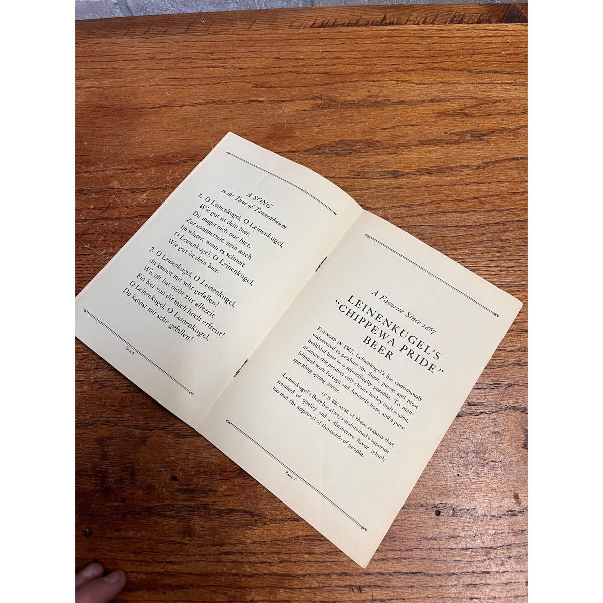 Vintage 1930s J. Leinenkugel Brewing Company Song Book Chippewa Falls WI Beer