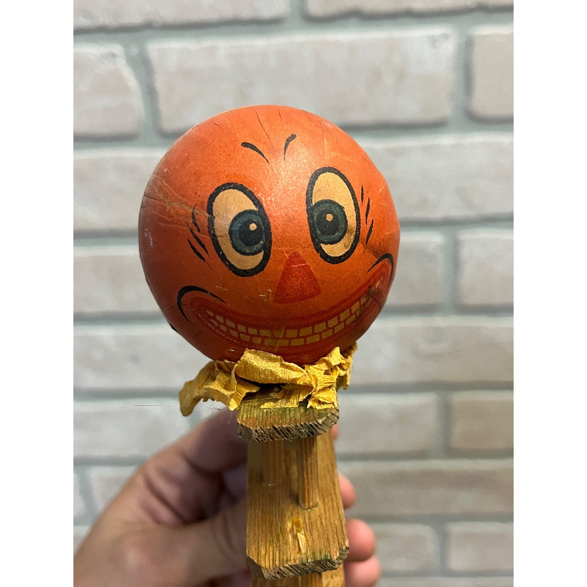 Antique 1920s German Halloween Ratcheting Wooden Noisemaker JOL Jack O'Lantern