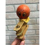 Antique 1920s German Halloween Ratcheting Wooden Noisemaker JOL Jack O'Lantern